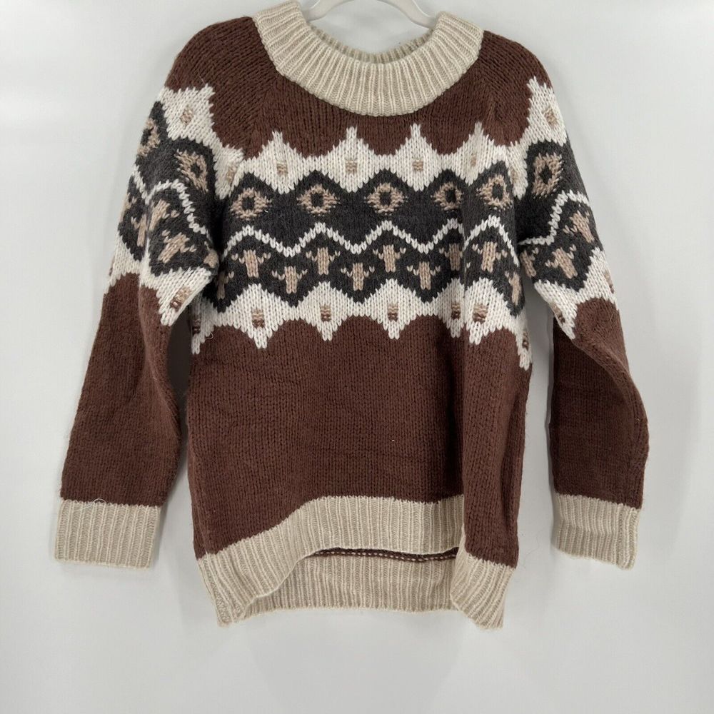 NWT‎ Aerie Womens Fair Isle Oversized Wool Blend Pullover Sweater Size XS - Picture 2 of 7